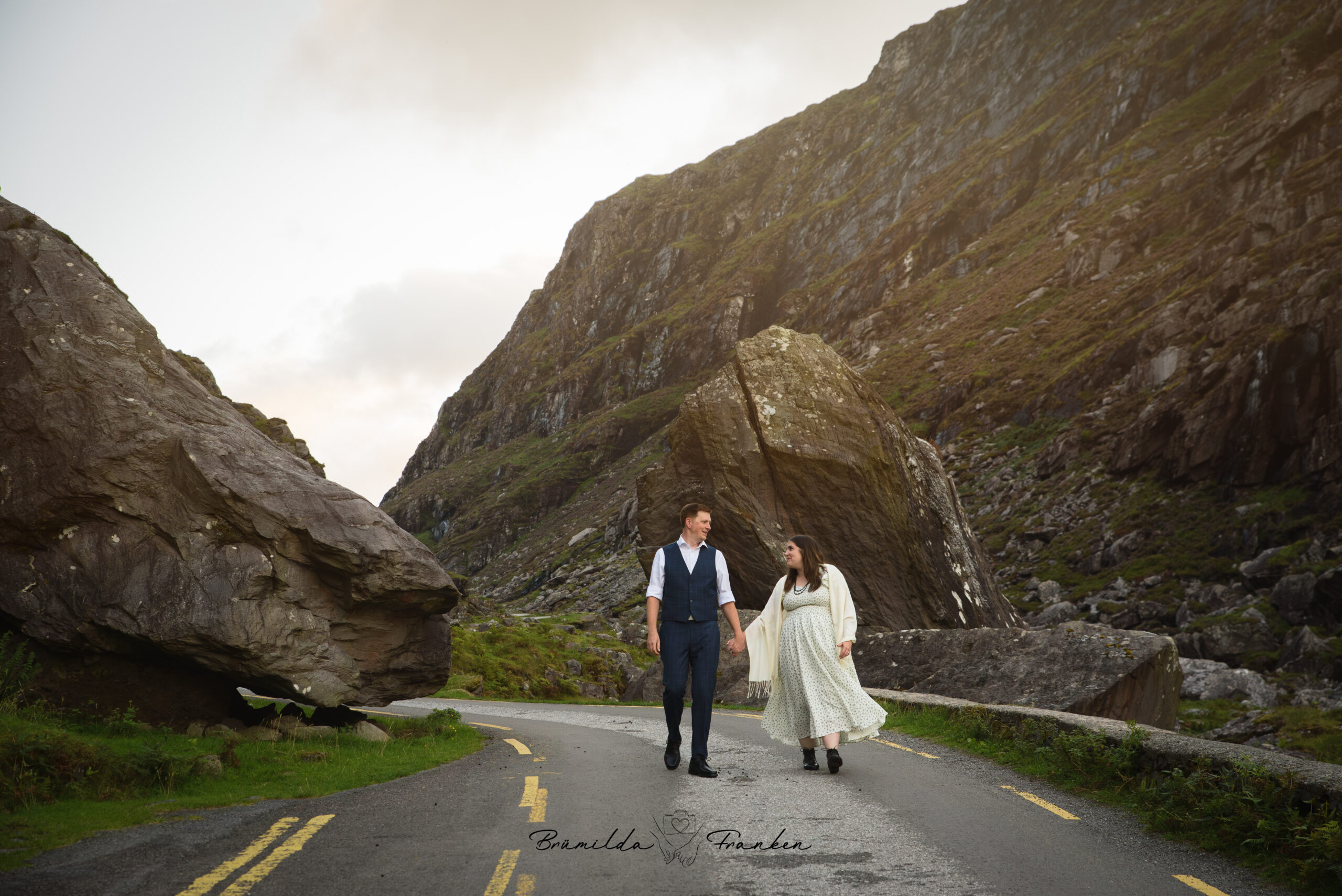 Couple celebrating their wedding anniversary during a photography session at the Gap of Dunloe in Killarney, Ireland
