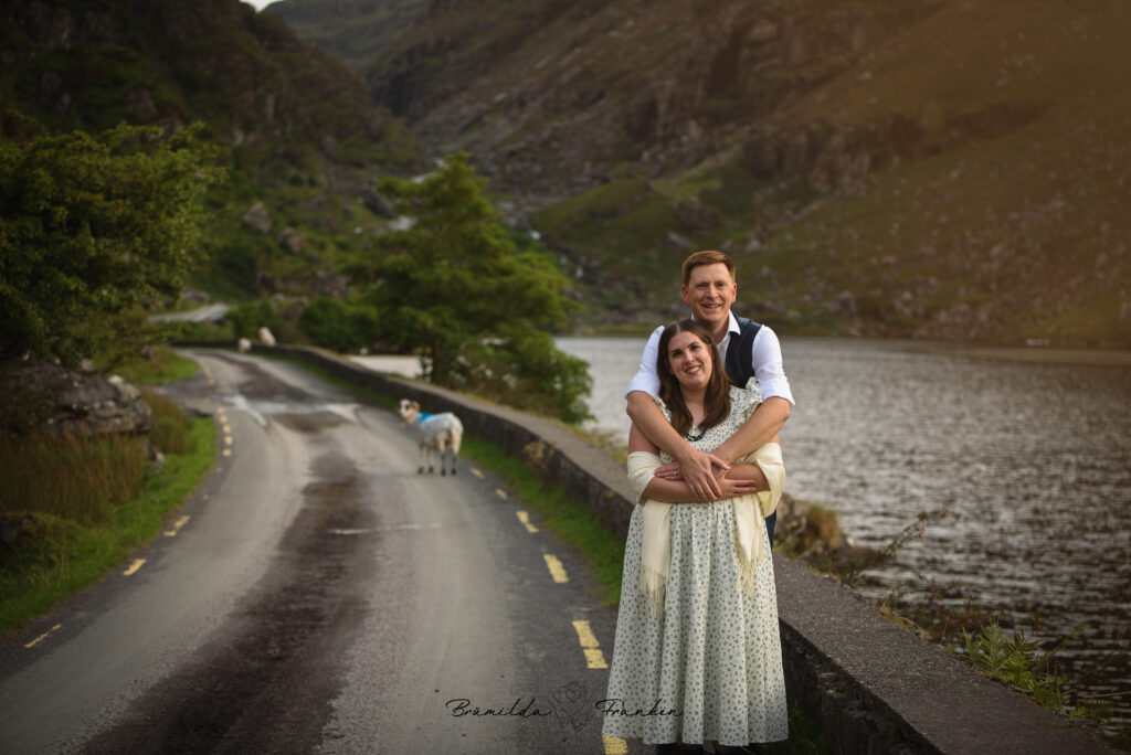 Couple celebrating their wedding anniversary during a photography session at the Gap of Dunloe in Killarney, Ireland